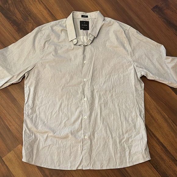 01. Algo Mens Button Down Cotton Long Sleeve Gray/Black Geometric Design Size XL - Picture 3 of 10